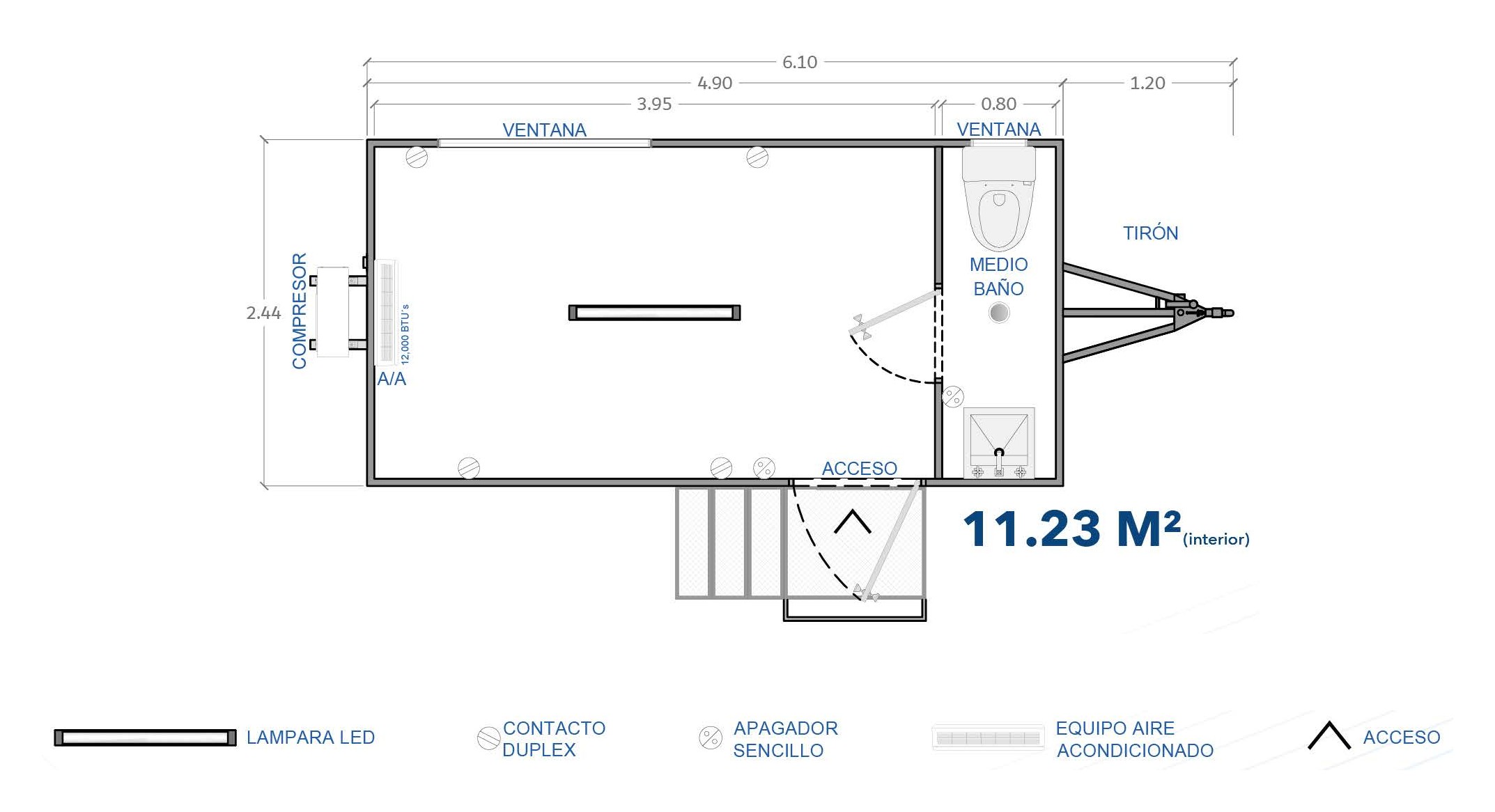 Plano en planta del modelo BPMF610-02-OB